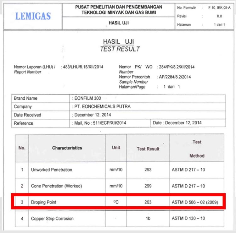 hasil tes laboratorium